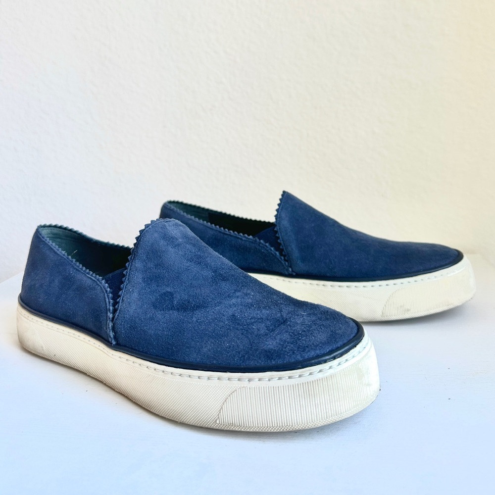 Stuart Weitzman Suede Slip-On Sneakers SZ 6 / Blue Sneakers, Designer Sneakers